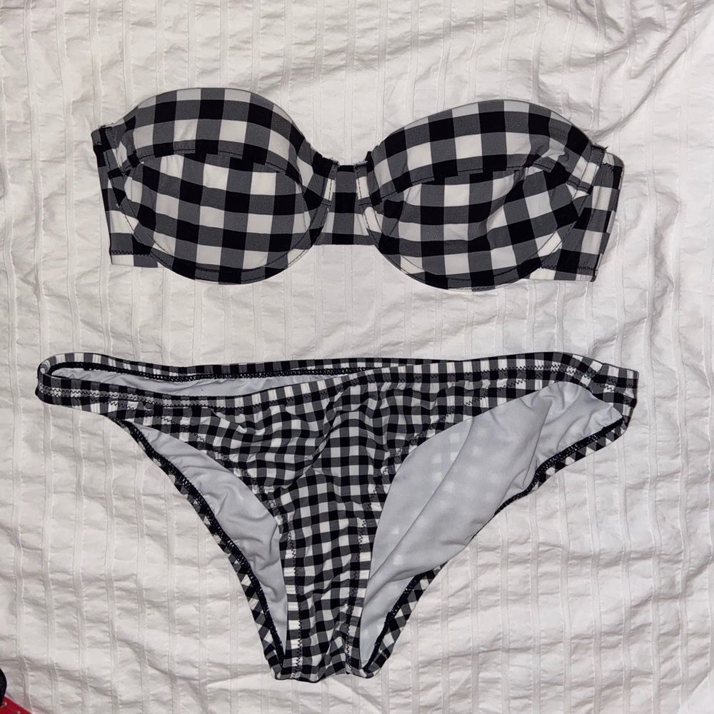 J crew Gingham bikini with removable straps